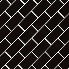 Black Subway Brick 2" X 4" Porcelain Tile, Wall Tile, Backsplash Tile, Bathroom Tile on 12x12 Mesh for Easy Installation
