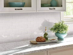 White Tile Ceramic Subway Brick 2" X 4" Matte - Wall Tile, Backsplash Tile, Bathroom Tile on 12x12 Mesh for Easy Installation