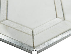 MS International Medici Silver Pattern 12.44 in. x 10.83 in. Marble Mesh-Mounted Mosaic Wall Tile for Bathroom, Floor Tile, Kitchen Backsplash and Countertop Tile, Gray, White, Silver