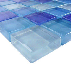 Turquoise Cobalt Blue Mosaic Glass Tile Blend 1"x1" - Tenedos