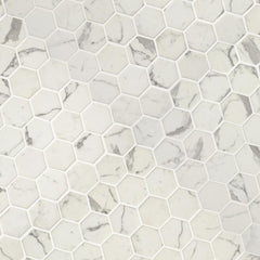 MS International Statuario Celano 2" hexagon - Glass Mesh-Mounted Mosaic Tile