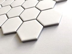 USCT White 2 inch Hexagon Porcelain Mosaic Wall Tile for Kitchen Backsplash, Bathroom Shower, Accent Wall- 10pcs/carton (10 sq ft)