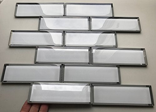 White Glass Mirror Beveled 2'' x 6'' Subway Tile Kitchen Backsplash Idea Bath Shower Wall Mosaics -  Shipment