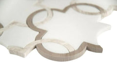 Quattuour Leaf Geometric White with Athens Grey Waterjet Marble Floor and Wall Tile for Bathroom, Kitchen Backsplashes, Accent Wall, Fireplace Surround