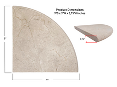 Tenedos 9'' X 9'' X 3/4'' Round Edge Crema Marfil Premium Corner Shelf Piece Both Sides Polished