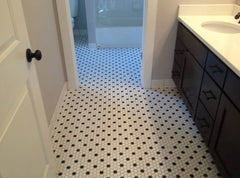 Vogue Rosette Pattern Unglazed Porcelain Mosaic Tile White with Black Dots Designed in Italy - Shipping