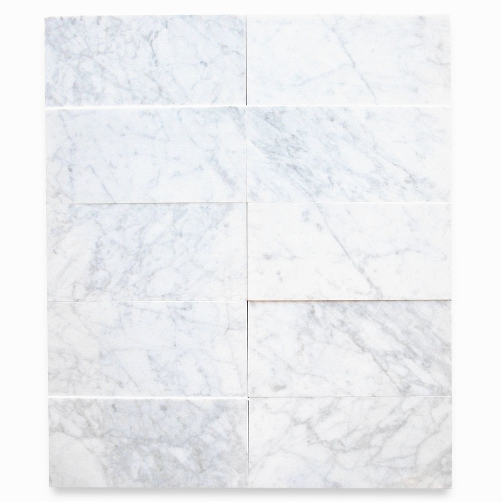 Tenedos Carrara (Carrera) Bianco Honed 6x12 Subway Marble Tile (2 Pieces)