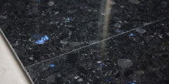 Deep Black and Spark Blue Dot Granite Flooring Bathroom Wall Backsplash Entrance Foyer Fireplace Kitchen Countertops - 12 x 12 Polished Tile