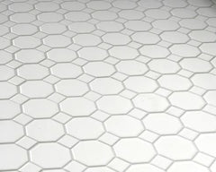 Vogue 4" Octagon Tile Matte White Mosaic with Matte White Dots Porcelain for Bathroom Floors and Walls, Kitchen Backsplashes, Pool Tile