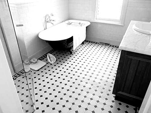 4 in. Octagon Tile Matte White with Glossy Black Dots Porcelain Floor Wall Tile for Bathroom Shower, Kitchen Backsplashes, Pool Tile, Accent Décor