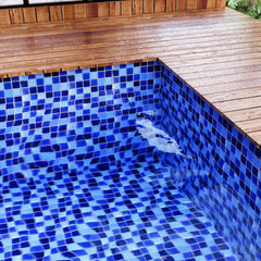 Cobalt blue with Navy Blue and Sky Blue Square 2x2 Porcelain Mosaic Tile for Floor and Wall Tile, Pool Tile, Bathroom and Kitchen Walls Kitchen Backsplashes - Tenedos