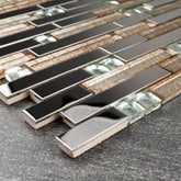 Shiny Stainless + White Diamond Glass + Galaxy Gold Light Glass Tile