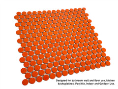 Penny Round Orange Porcelain Mosaic Floor and Wall Tile, Backsplash Kitchen, Bathroom Shower on 12x12 Mesh for Easy Installation By Vogue Tile
