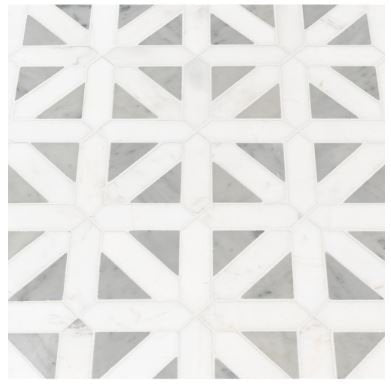 Bianco Dolomite Geometrica 12 in. x 12 in. x 10 mm Polished Marble Mesh-Mounted Mosaic Tile