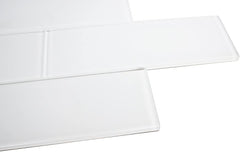Super White Glossy - 3x9 Bright White Subway Glass Tile - Bathroom Tile & Kitchen Backsplash Tile (Price Per 3 Square Feet, 15 Pieces)