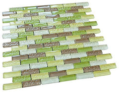 Soccer Green Crystal Glass Mosaic Tile Brick Pattern (Glossy&matte) for Bathroom and Kitchen Walls Kitchen Backsplashes By Vogue Tile - Tenedos
