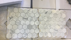 Carrara White Italian (Bianco Carrara) Marble 2" inch Polished Hexagon Mosaic Floor Wall Tile