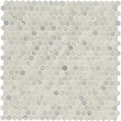 MS International Greecian White 1" Hexagon 12 in. x 12 in. x 10 mm Polished Marble Mesh-Mounted Mosaic Tile