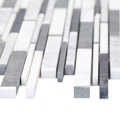 Grey and White Matte Random Brick Pattern Marble Stone Tiles