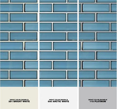 Steel Blue Beveled Look Subway 2x6 Glass Mosaic Wall Tile for Kitchen Backsplash, Bathroom Walls
