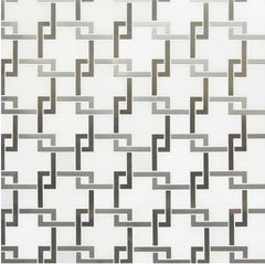 MSI Blanco Lynx 10.47 in. x 10.4 in. x 8 mm Polished Marble Stone with Metal Mosaic Floor Wall Tile