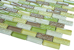 Soccer Green Crystal Glass Mosaic Tile Brick Pattern (Glossy&matte) for Bathroom and Kitchen Walls Kitchen Backsplashes By Vogue Tile - Tenedos