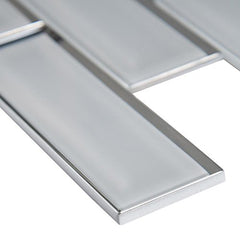 White Glass Mirror Beveled 2'' x 6'' Subway Tile Kitchen Backsplash Idea Bath Shower Wall Mosaics - Shipment