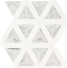 Kite Geometric Carrara White and Grey Marble Floor and Wall Mosaic Tile for Bathroom Walls, Kitchen Backsplashes, Fireplace Surround, Artistic Insets, Accent Wall