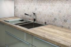 Classic Hexagon 2 Inch Beige, Grey, and Creamy Marble Floor and Wall Tile for Kitchen and Bathroom Backsplash, Shower Wall Tile, Accent Wall, Fireplace Surround (Box of 10 Sheets)