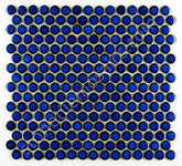 Penny Round Tile Cobalt Blue Porcelain Mosaic Wall Floor Tile Shiny Look for Bathroom Shower, Kitchen Backsplashes, Pool Mosaic
