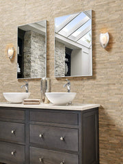 MS International Tuscany Beige Veneer 8 In. X 18 In. X 10 mm Tumbled Travertine Mesh-Mounted Mosaic Tile, (10 sq. ft., 10 pieces per case)