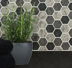 Orleans Multi Greyish Recycled Glass 2 in. Hexagon Mesh Mounted Mosaic Wall Tile for Kitchen Backsplash, Bathroom Shower , Accent Wall, Fireplace Surround