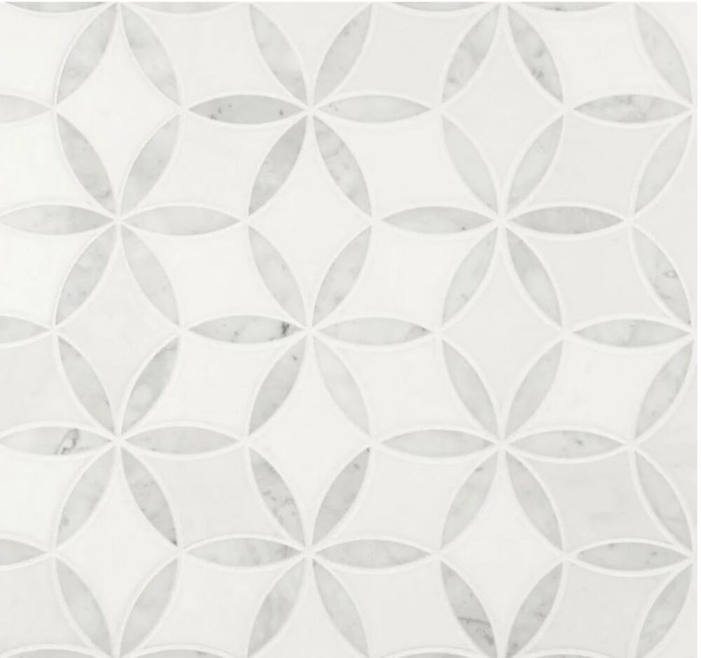 La Fleur Bianco Dolomite with Carrara Floral Marble Polished Pattern for Floor and Wall Tile, Kitchen Backsplash, Accent Wall Tile - 5 Sheet Pack Set(3.1 Sq.ft)