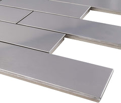 2X6 Stainless Steel Brick Metallic Subway Mosaic Wall Tile for Kitchen Backsplash, Bathroom Shower, Accent Decor