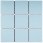 Porcelain 3-3/4 in. x 3-3/4 in. Matte Mesh-Mounted Mosaic for Backsplah, Bathroom Floor & Wall Tiles (11 pcs/case) (Soft Cloud Blue)