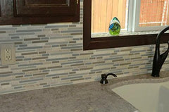 10 Sq Ft - Bliss Spa Stone and Glass Linear Mosaic Tiles - bathroom walls/ kitchen backsplash