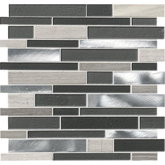 MSI Urban Loft Interlocking 12 in. x 12 in. x 4mm Glass Stone and Metal Mesh-Mounted Mosaic Tile - Tenedos