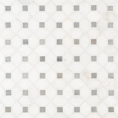 MS International Bianco Dolomite Dotty Polished Marble Mesh-Mounted Mosaic Tile