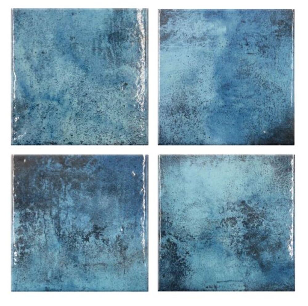 Santa Catalina Aquamarine Blue Square 5.75 Inch Glossy Glazed Porcelain Floor and Wall Tile for Swimming Pools, Kitchen Backsplash, Bathroom Walls, Accent Walls