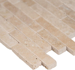 MS International Tuscany Beige Veneer 8 In. X 18 In. X 10 mm Tumbled Travertine Mesh-Mounted Mosaic Tile, (10 sq. ft., 10 pieces per case)