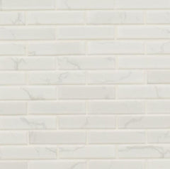 1x4 Andalusian Carrara White Greyish Marble Look Matte Porcelain Wall Tile for Kitchen Backsplash, Bathroom Wall, Accent Wall