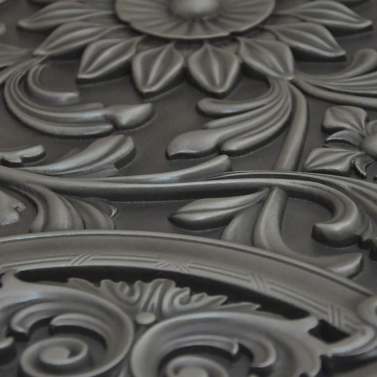 Kitchen Backsplash Premium Antique Nickel Metal Resin Mural Medallion Hand Made Textured Tile - Tenedos