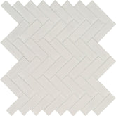 MSI White Glossy Herringbone 9.72 in. x 12.52 in. x 10mm Porcelain Mesh-Mounted Mosaic Tile (16.9 sq. ft. / case)