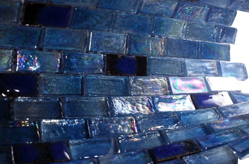 Glossy Blue Wet Look Glass Mosaic Tiles
