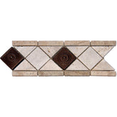MS International Noche/Chiaro Copper Scudo 4 in. x 12 in. Travertine/Metal Listello Wall BorderTile