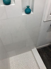 Thassos White Marble Pebble Stone River Rocks Mosaic Floor Wall Tile Tumbled for Kitchen Backsplash Bathroom Flooring Shower Outdoors