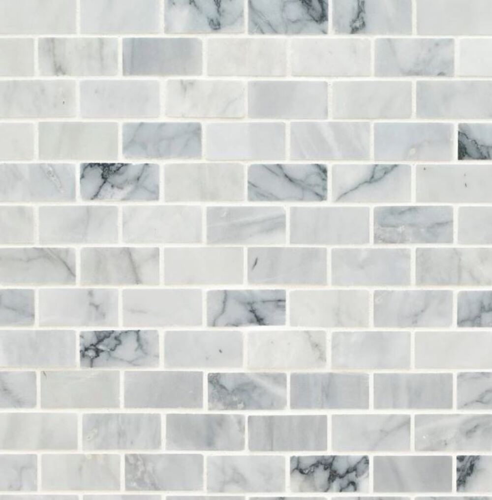Carrara White, Greyish and Dark Grey Tumbled Sliced Pebble Floor and Wall Tile, Kitchen Backsplash , Accent Wall, Pool Tile, Fireplace