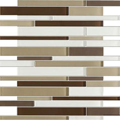 Brown Glossy and White Matte Glass Mosaic Tiles
