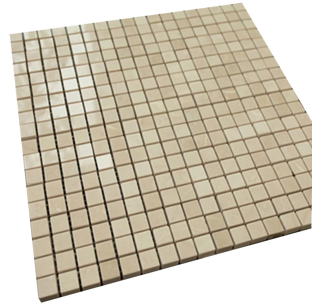 Polished Mini Square Bright Beige Stone Tile Mosaics
