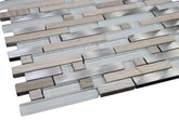 Glossy White & Beige Marble & Silver Aliminum Authentic Glass Mosaic Tiles